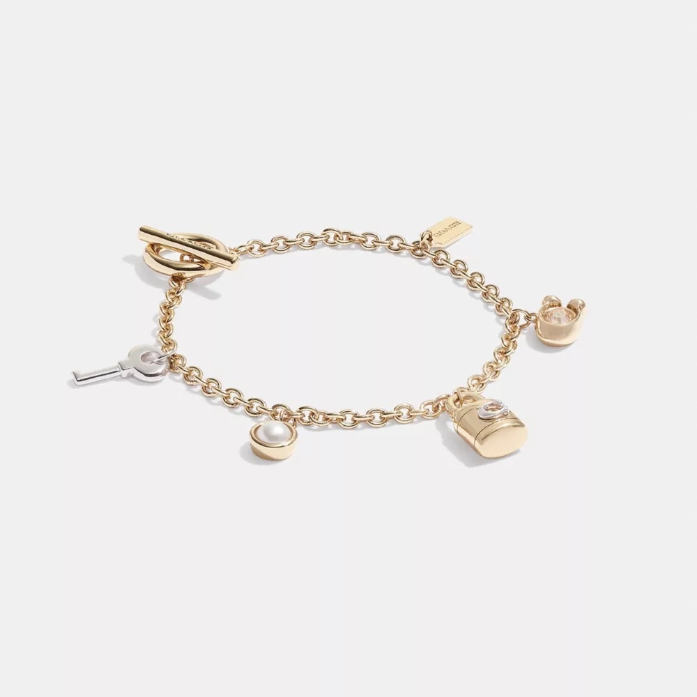 Elegant Gold and Silver Charm Bracelet - Picture 2 of 8